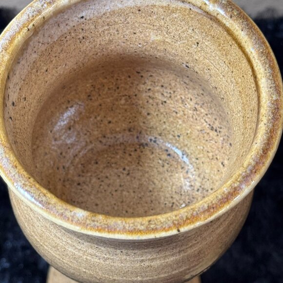 Signed Handcrafted Ceramic Goblets With Textured Stems & Rustic - Picture 5 of 10